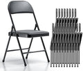 Nazhura Folding Chairs with Padded Vinyl Cushion Chairs with Comfortable Cushion and Durable Steel Frame for