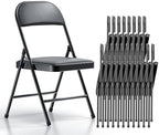 Nazhura Folding Chairs with Padded Vinyl Cushion Chairs with Comfortable Cushion and Durable Steel Frame for