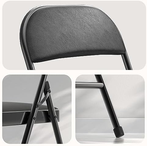 Nazhura Folding Chairs with Padded Vinyl Cushion Chairs with Comfortable Cushion and Durable Steel Frame for, alternate view