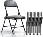 Nazhura Folding Chairs with Padded Vinyl Cushion Chairs with Comfortable Cushion and Durable Steel Frame for