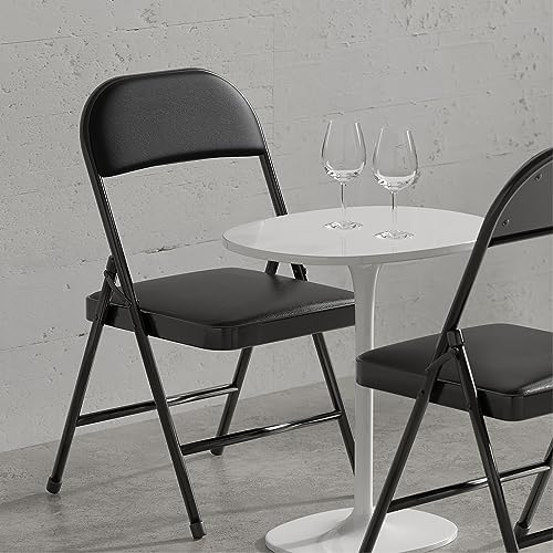 Nazhura Folding Chairs with Padded Vinyl Cushion Chairs with Comfortable Cushion and Durable Steel Frame for, alternate view