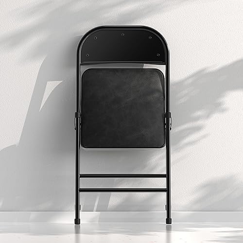 Nazhura Folding Chairs with Padded Vinyl Cushion Chairs with Comfortable Cushion and Durable Steel Frame for, alternate view