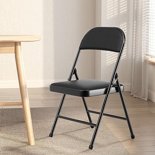 Nazhura Folding Chairs with Padded Vinyl Cushion Chairs with Comfortable Cushion and Durable Steel Frame for, alternate view