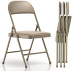 Nazhura Folding Chairs with Padded Vinyl Cushion Chairs with Comfortable Cushion and Durable Steel Frame for