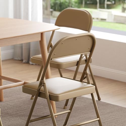 Nazhura Folding Chairs with Padded Vinyl Cushion Chairs with Comfortable Cushion and Durable Steel Frame for, alternate view