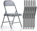 Nazhura Folding Chairs with Padded Vinyl Cushion Chairs with Comfortable Cushion and Durable Steel Frame for