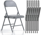 Nazhura Folding Chairs with Padded Vinyl Cushion Chairs with Comfortable Cushion and Durable Steel Frame for