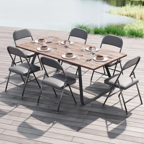 Nazhura Folding Chairs with Padded Vinyl Cushion Chairs with Comfortable Cushion and Durable Steel Frame for, alternate view