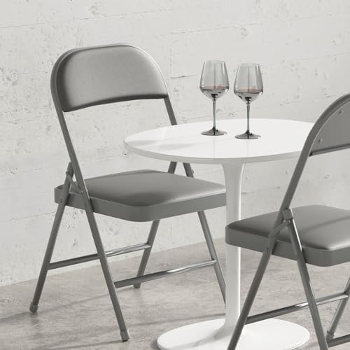 Nazhura Folding Chairs with Padded Vinyl Cushion Chairs with Comfortable Cushion and Durable Steel Frame for, alternate view
