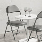 Nazhura Folding Chairs with Padded Vinyl Cushion Chairs with Comfortable Cushion and Durable Steel Frame for, alternate view