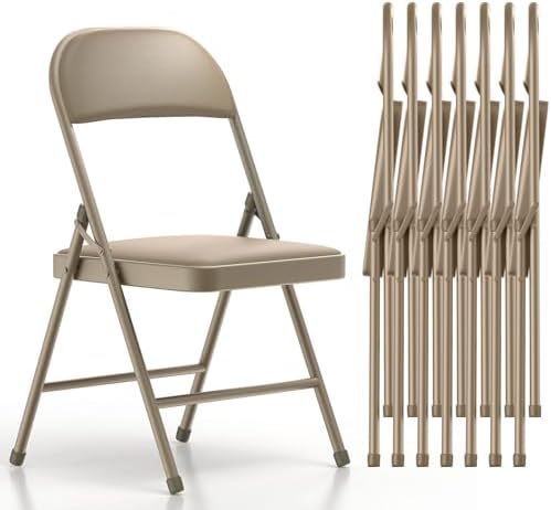 Nazhura Folding Chairs with Padded Vinyl Cushion Chairs with Comfortable Cushion and Durable Steel Frame for