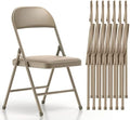 Nazhura Folding Chairs with Padded Vinyl Cushion Chairs with Comfortable Cushion and Durable Steel Frame for