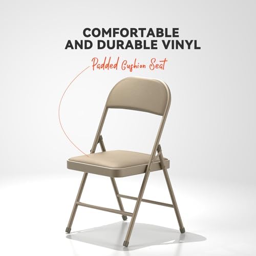 Nazhura Folding Chairs with Padded Vinyl Cushion Chairs with Comfortable Cushion and Durable Steel Frame for, alternate view