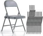 Nazhura Folding Chairs with Padded Vinyl Cushion Chairs with Comfortable Cushion and Durable Steel Frame for