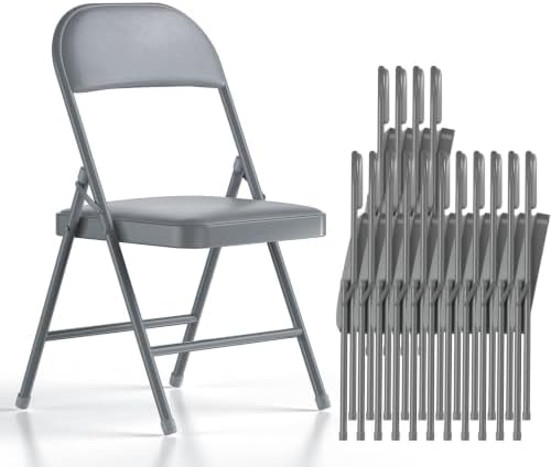Nazhura Folding Chairs with Padded Vinyl Cushion Chairs with Comfortable Cushion and Durable Steel Frame for