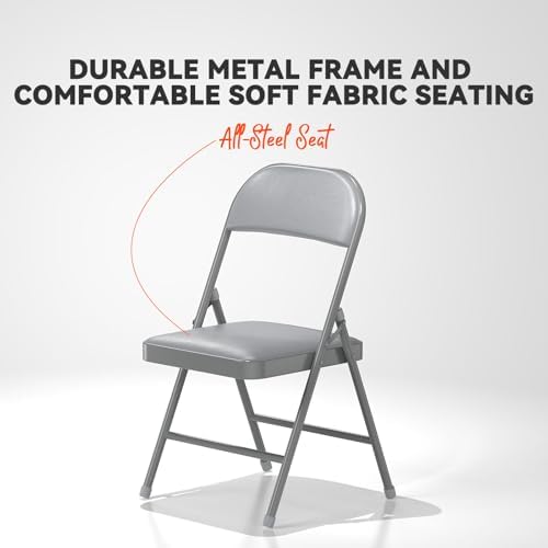 Nazhura Folding Chairs with Padded Vinyl Cushion Chairs with Comfortable Cushion and Durable Steel Frame for, alternate view