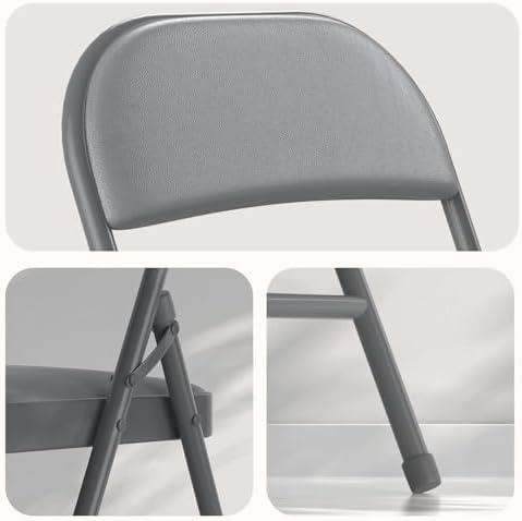 Nazhura Folding Chairs with Padded Vinyl Cushion Chairs with Comfortable Cushion and Durable Steel Frame for, alternate view