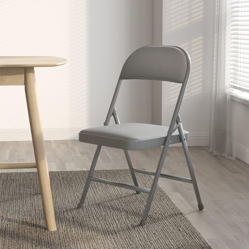 Nazhura Folding Chairs with Padded Vinyl Cushion Chairs with Comfortable Cushion and Durable Steel Frame for, alternate view
