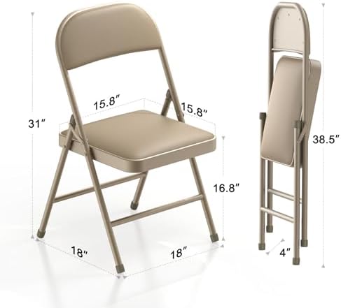 Nazhura Folding Chairs with Padded Vinyl Cushion Chairs with Comfortable Cushion and Durable Steel Frame for, alternate view