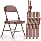 Nazhura Folding Chairs with Padded Vinyl Cushion Chairs with Comfortable Cushion and Durable Steel Frame for