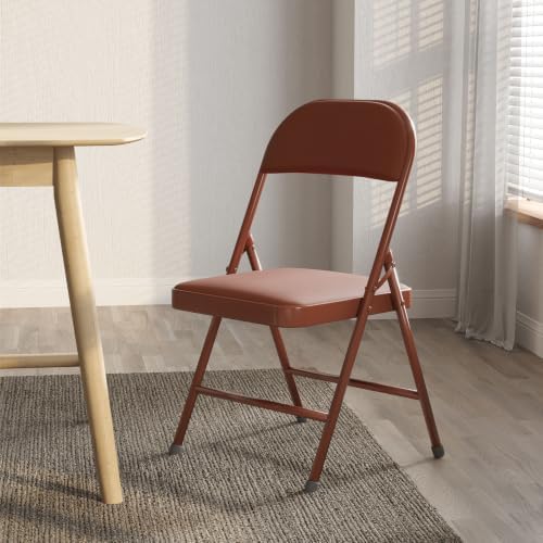 Nazhura Folding Chairs with Padded Vinyl Cushion Chairs with Comfortable Cushion and Durable Steel Frame for, alternate view