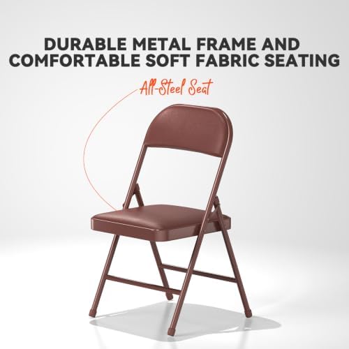 Nazhura Folding Chairs with Padded Vinyl Cushion Chairs with Comfortable Cushion and Durable Steel Frame for, alternate view