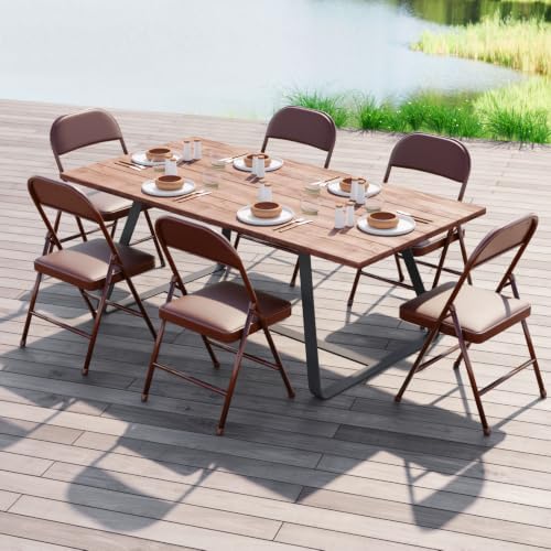 Nazhura Folding Chairs with Padded Vinyl Cushion Chairs with Comfortable Cushion and Durable Steel Frame for, alternate view
