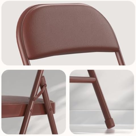 Nazhura Folding Chairs with Padded Vinyl Cushion Chairs with Comfortable Cushion and Durable Steel Frame for, alternate view