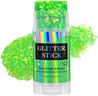 Neon Green Body Glitter Stick, Lime Green Face Hair Glitter, St Patricks Day Accessories, Mardi Gras Festival