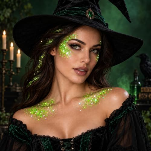 Neon Green Body Glitter Stick, Lime Green Face Hair Glitter, St Patricks Day Accessories, Mardi Gras Festival, alternate view