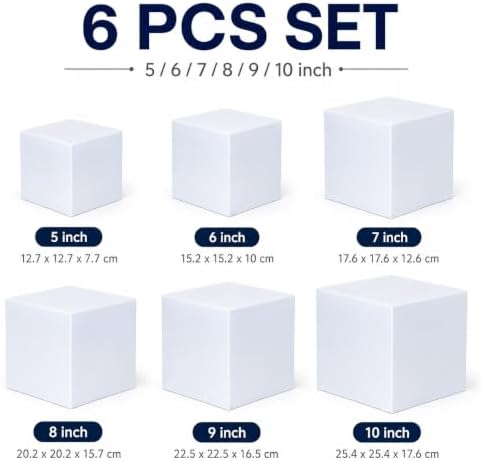 Nestable Buffet Risers - 6 Pcs White Acrylic Food Risers with Signs & Markers - Sturdy Dessert Table Display, alternate view