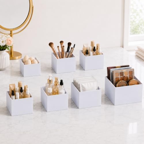 Nestable Buffet Risers - 6 Pcs White Acrylic Food Risers with Signs & Markers - Sturdy Dessert Table Display, alternate view
