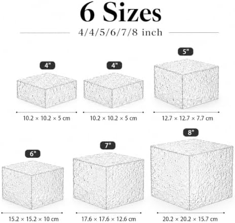 Nestable Buffet Risers - 6 Pcs White Acrylic Food Risers with Signs & Markers - Dessert Table Display Stands for, alternate
