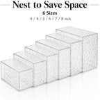 Nestable Buffet Risers - 6 Pcs White Acrylic Food Risers with Signs & Markers - Dessert Table Display Stands for, alternate