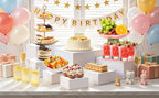 Nestable Buffet Risers - 8 Pcs White Acrylic Food Risers with Signs & Markers - Sturdy Dessert Table Display, alternate view