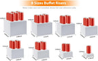 Nestable Buffet Risers - 8 Pcs White Acrylic Food Risers with Signs & Markers - Sturdy Dessert Table Display, alternate view