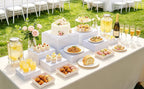Nestable Buffet Risers - 8 Pcs White Acrylic Food Risers with Signs & Markers - Sturdy Dessert Table Display, alternate view