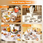 Nestable Buffet Risers - 9 Pcs White Acrylic Food Risers with Signs & Markers - Sturdy Dessert Table Display, alternate view