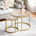 Nesting Coffee Table Set of 2, Small Round Glass Nesting Tables for Living Room Bedroom, Accent Tea Table with