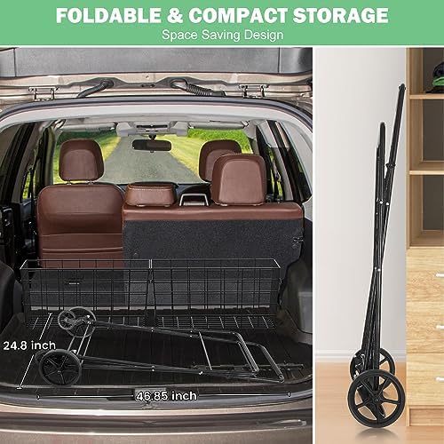 NEW 2-Tier Large Collapsible Grocery Cart On Wheels 400lbs Shopping Cart, alternate view 5