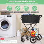 NEW 2-Tier Large Collapsible Grocery Cart On Wheels 400lbs Shopping Cart, alternate view 6