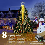 (New Christmas Decoration Lights, 320 LED Waterfall Christmas Tree Lights with 12" Star Topper, 8 Modes Indoor, alternate