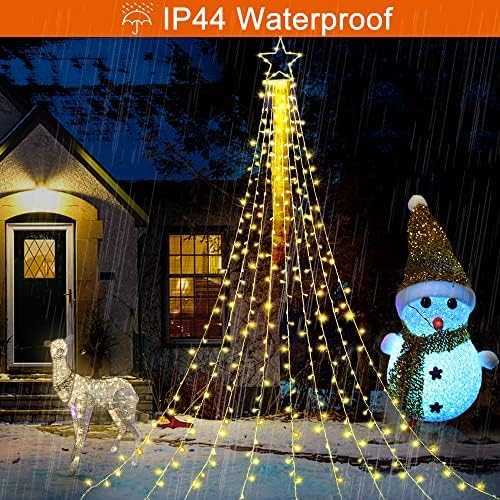 (New Christmas Decoration Lights, 320 LED Waterfall Christmas Tree Lights with 12" Star Topper, 8 Modes Indoor, alternate