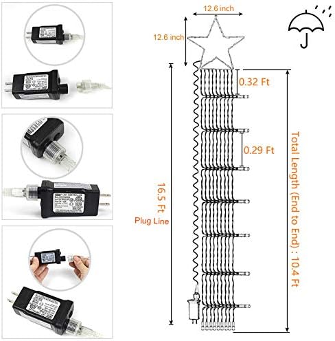 (New Christmas Decoration Lights, 320 LED Waterfall Christmas Tree Lights with 12" Star Topper, 8 Modes Indoor, alternate