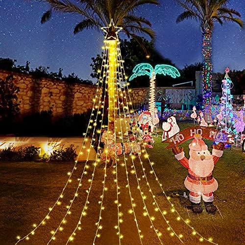 (New Christmas Decoration Lights, 320 LED Waterfall Christmas Tree Lights with 12" Star Topper, 8 Modes Indoor, alternate