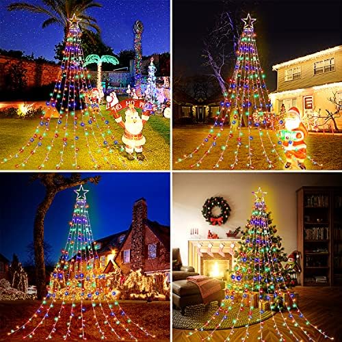 (New) Christmas Lights, Outdoor Christmas Decorations, 320 LED Waterfall String Lights, 8 Light Modes Chrsitmas, alternate