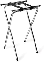 New Star 20007 Steel Restaurant-Grade Tray Stand, Mirror Chrome Finish, Double Bar Folding, 31-Inch, Silver in