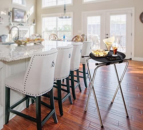 New Star 20007 Steel Restaurant-Grade Tray Stand, Mirror Chrome Finish, Double Bar Folding, 31-Inch, Silver in, alternate