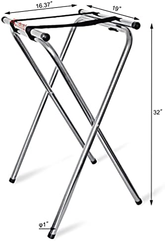 New Star 20007 Steel Restaurant-Grade Tray Stand, Mirror Chrome Finish, Double Bar Folding, 31-Inch, Silver in, alternate