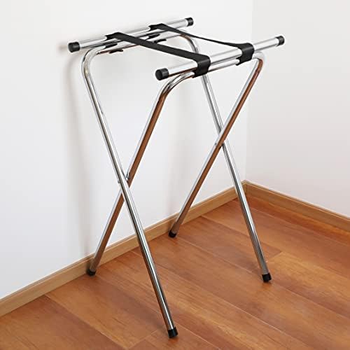 New Star 20007 Steel Restaurant-Grade Tray Stand, Mirror Chrome Finish, Double Bar Folding, 31-Inch, Silver in, alternate
